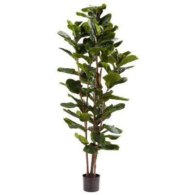 Home Pure Garden Artificial Fiddle Leaf Fig Tree-72” Faux Plant Natural Feel Leaves-Realistic Indoor Potted Topiary Décor