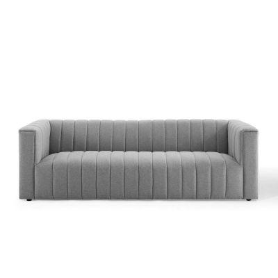 Reflection Channel Light Gray Tufted Upholstered Fabric Sofa