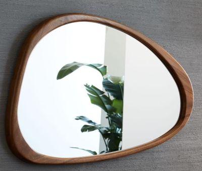 Mid Century Asymmetrical Acorn Wood Wall Mirror