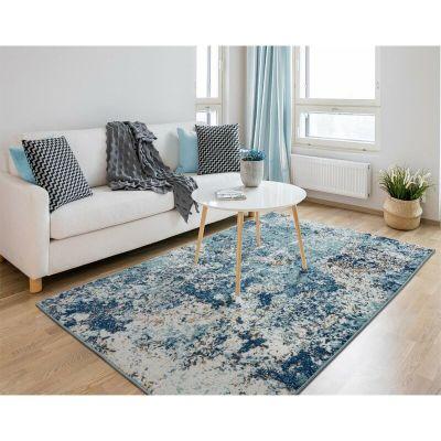 Thorold Abstract Blue Ivoy Area Rug-6'x9'