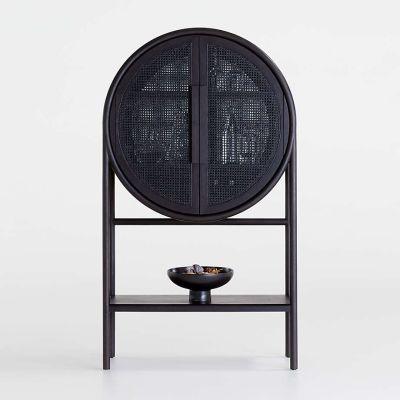 West Charcoal Cane Bar Cabinet