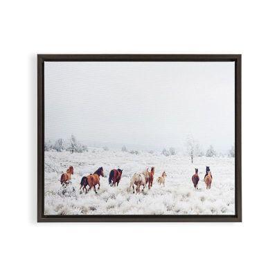 KEVIN RUSS WINTER HORSES ART CANVAS  with frame