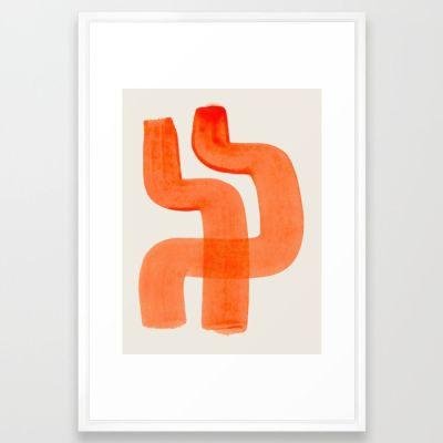 Retro Orange Watercolor Brush Strokes art With Frame