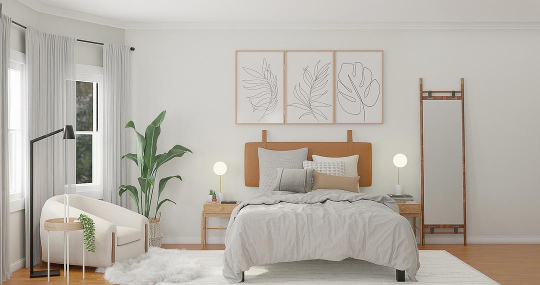 A Scandinavian Bedroom Boasting With Textural Elements | Spacejoy