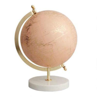 Blush Globe on Marble Stand