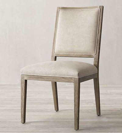 French Contemporary Square Fabric Side Chair