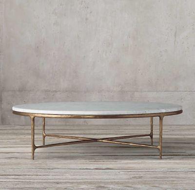Thaddeus Forged Brass & Marble Round Coffee Table