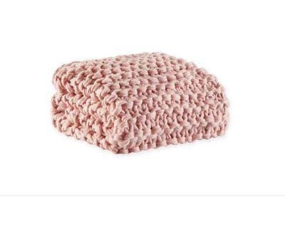 Madison Park Chunky Knit Throw Blanket in Blush