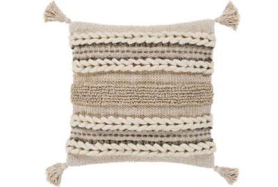 Accent Pillow Natural Braided Stripes Tassel Corners With Insert-20"x20"