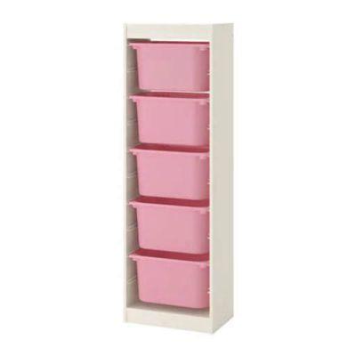 TROFAST Storage combination with boxes, white, pink