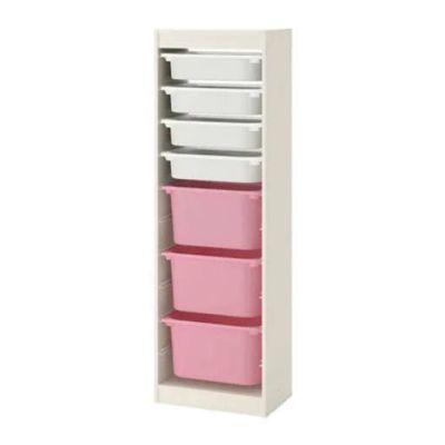 TROFAST Storage combination with boxes white w pink