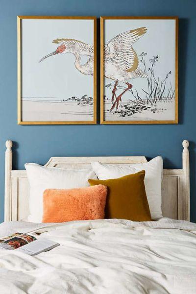 Gilded Heron Diptych Wall Art