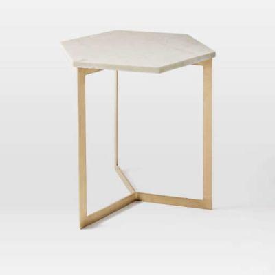 Hex Side Table Antique Brass