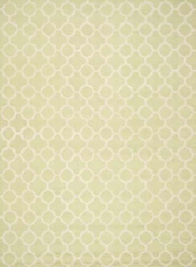 Cannen Geometric Handmade Tufted Wool Area Rug in Light Green / Ivory