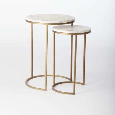 Marble Round Nesting Side Table (Set Of 2)