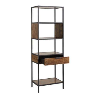 Nena Metal and Wood Display Stand with Drawer