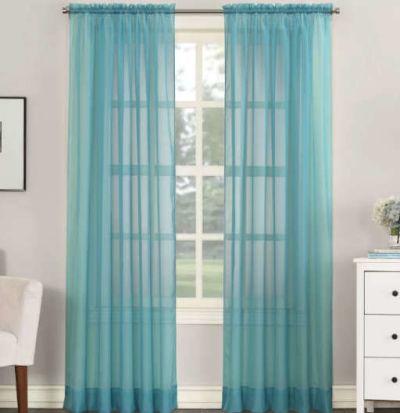 Emily Solid Color Sheer Rod Pocket Curtains