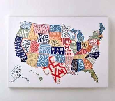 USA Map Canvas Art