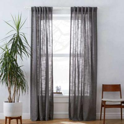 Crossweave Curtain + Blackout Panel, Charcoal