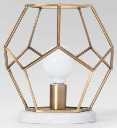 Geometric with Marble Accent Lamp Brass