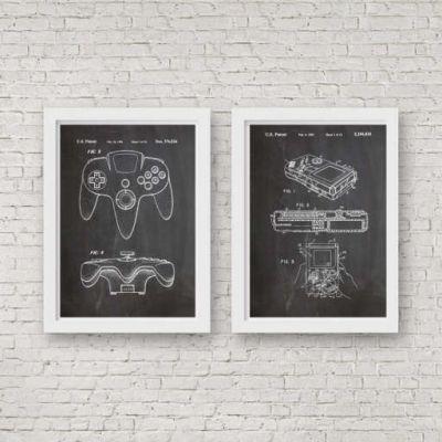 Nintendo Posters Video Game Art Set of Nintendo Patent Prints Gaming Posters Gaming Decor Gift for Gamer Computer Wall Art Computer WB065