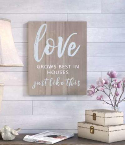 Love Grows Textual Art on Canvas