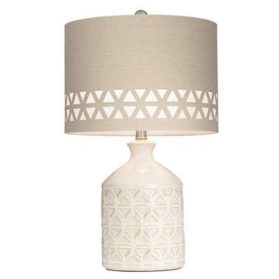  Kathy Ireland Menlo Creme Triangle Pattern Accent Table Lamp 