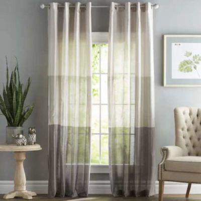 Rodney Striped Semi-Sheer Grommet Curtain Panels