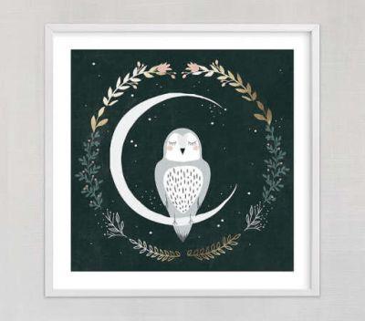 Moon and Owl Wall Art