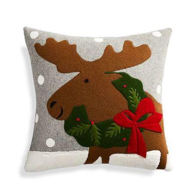 Holiday Moose Pillow with Down-Alternative insert