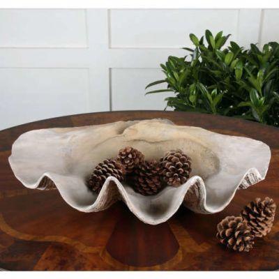 Uttermost Antique White Clam Shell Bowl