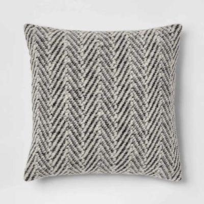 Square Knit Herringbone Throw Pillow Gray No Insert-18"x18"