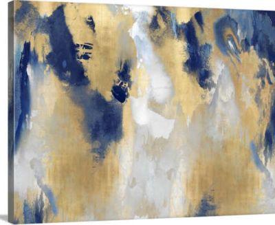 Abstract Gold Stains Indigo Wall Art