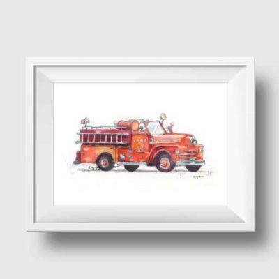 Susann Fire Truck Paper Print