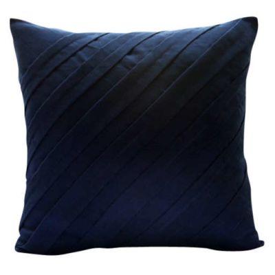 Faux Suede Chair Cushions Navy Blue Pintucks Textured, Contemporary Navy