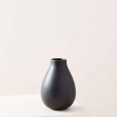 Pure Black Ceramic Vases Small Raindrop
