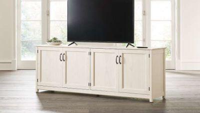 Ainsworth Cream 85 Media Console with Glass Wood Doors
