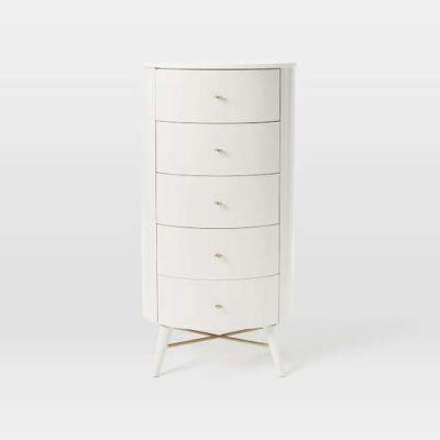 Penelope Narrow 5-Drawer Dresser - Oyster w/ Marble Top