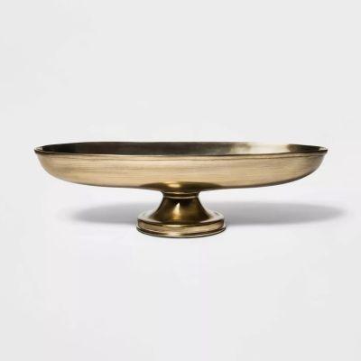 Oblong Brass Footed Bowl Gold
