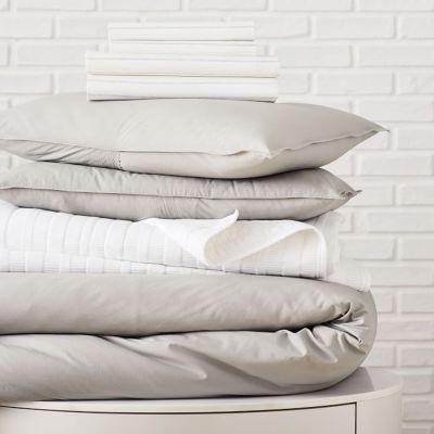 Organic Washed Cotton Percale Styled Bedding Set - Platinum