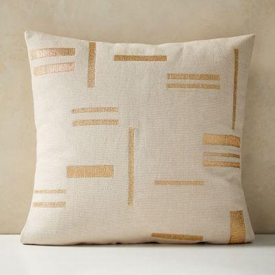 Embroidered Metallic Blocks Pillow Cover no insert