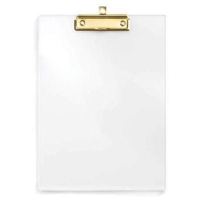  UNIQOOO Thick Clear Acrylic Clipboard with Shinny Gold Finish Clip, Perfect for Modern Arts Lover, Fashion and Style Expert, Calligrapher, Office, Seminars, Workshops, Home school, Classroom and Event 