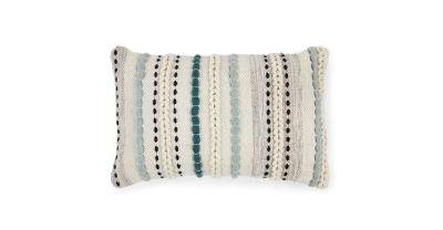 Aqua stitch cotton throw pillow