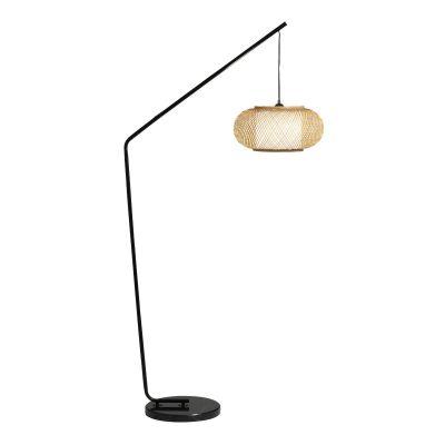 Marble and Bamboo Bali Arc Floor Lamp
