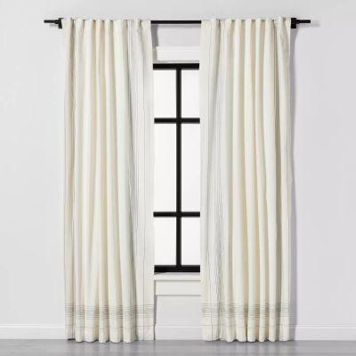 Curtain Panel Engineered Plaid Sour Cream