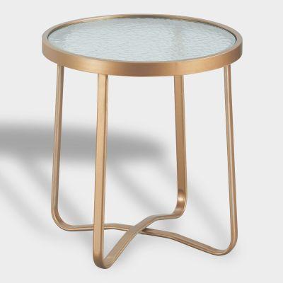 Round Gold Metal Laila Outdoor Occasional Accent Table
