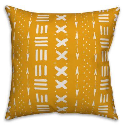 Waddell Tribal Mudcloth Pattern Throw Pillow With Insert-18"x18"