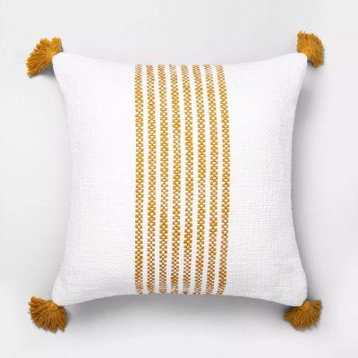 Slub Stripe Yellow Throw Pillow No Insert-18"x18"
