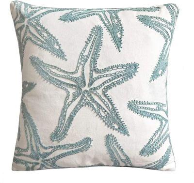 Finhome Embroidery Lake Blue Starfish Throw Pillow Cover No Insert-9"x9"