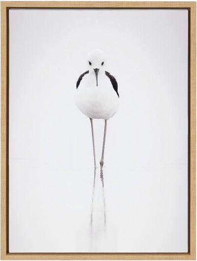 Kate and Laurel Sylvie Seagull Framed Canvas Wall Art by Simon Te of Tai Prints, 18x24 Natural